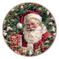 Thumbnail for Christmas Santa 10" Metal Wreath Sign - DCO-102673