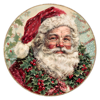 Thumbnail for Christmas Santa 10" Wood Wreath Sign - DCO-102674-D