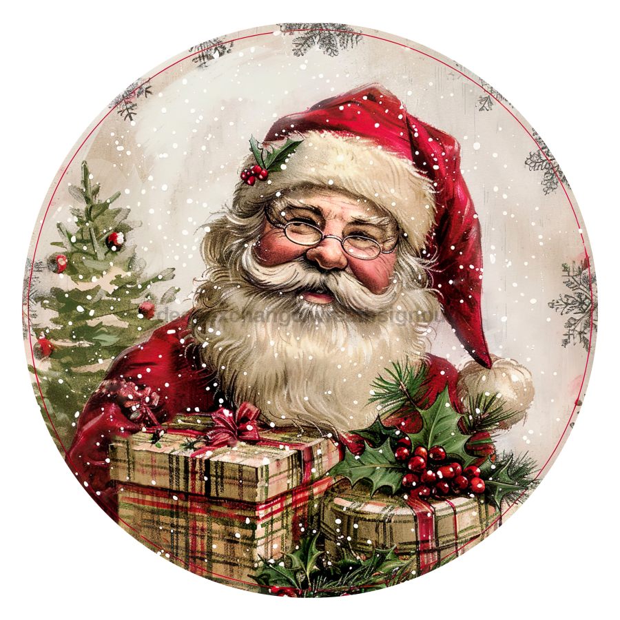 Christmas Santa 10" Metal Wreath Sign - DCO-102676