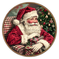 Thumbnail for Christmas Santa 10" Wood Wreath Sign - DCO-102677-D