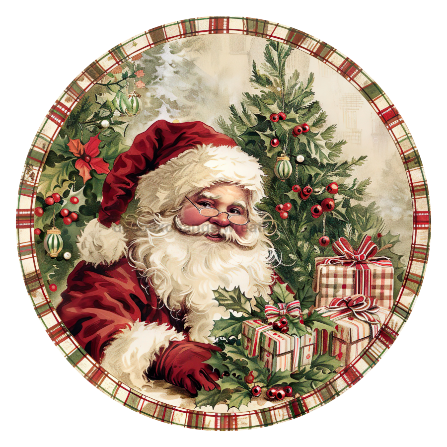 Christmas Santa 10" Wood Wreath Sign - DCO-102678-D