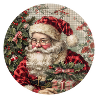 Thumbnail for Christmas Santa 10" Metal Wreath Sign - DCO-102679