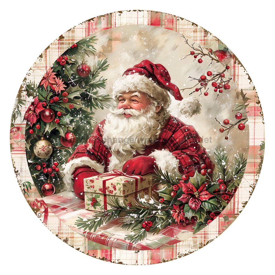 Christmas Santa 10" Metal Wreath Sign - DCO-102681
