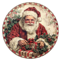 Thumbnail for Christmas Santa 10" Wood Wreath Sign - DCO-102685-D