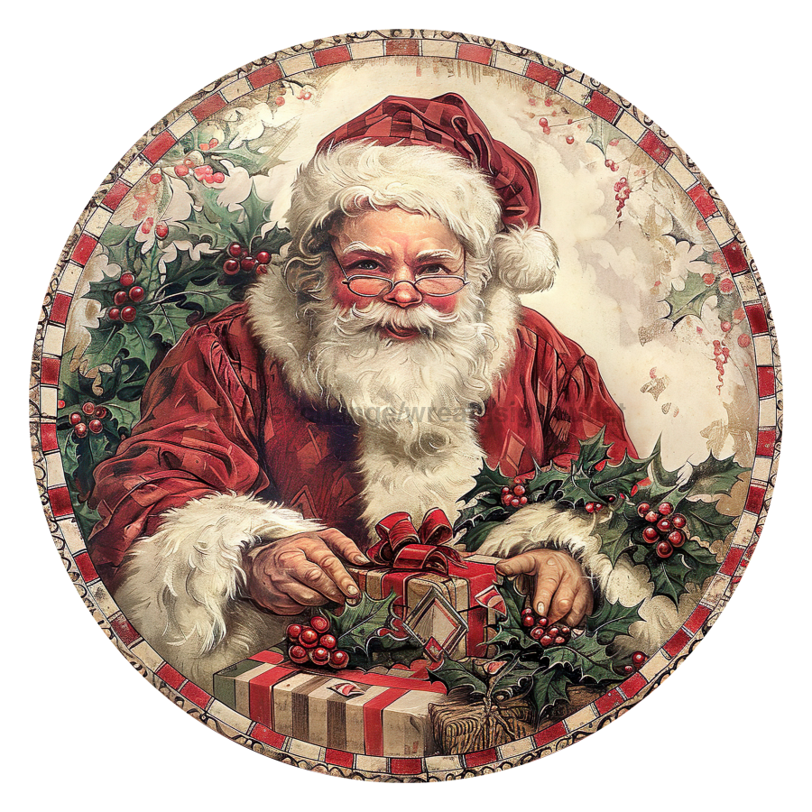 Christmas Santa 10" Metal Wreath Sign - DCO-102685