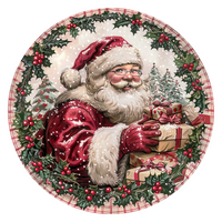 Thumbnail for Christmas Santa 10" Metal Wreath Sign - DCO-102686