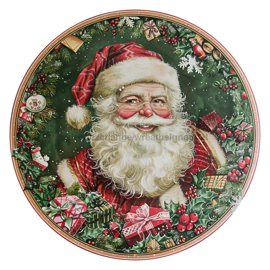 Christmas Santa 10" Metal Wreath Sign - DCO-102687