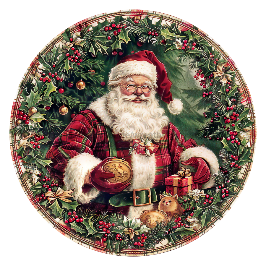Christmas Santa 10" Wood Wreath Sign - DCO-102688-D