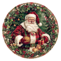 Thumbnail for Christmas Santa 10" Metal Wreath Sign - DCO-102688
