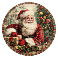 Thumbnail for Christmas Santa 10" Metal Wreath Sign - DCO-102690