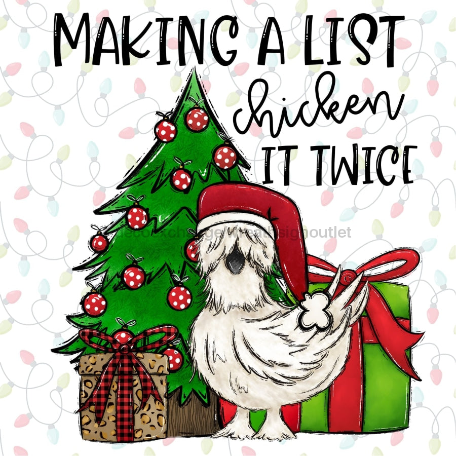 Christmas Sign Chicken Dco-00807 For Wreath 10X10 Metal