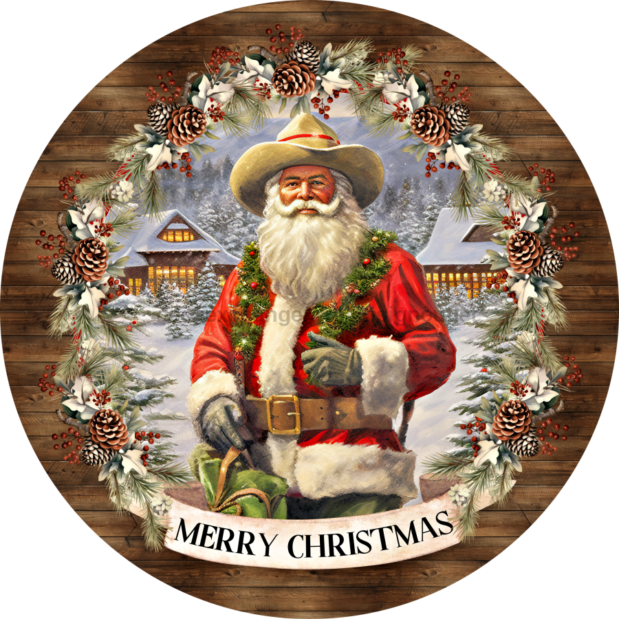 Christmas Country 10" Metal Wreath Sign - DECOE-4628