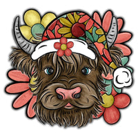 Thumbnail for Christmas Highland Cow Retro 22" Wood Door Hanger - DECOE-W-903407-DH