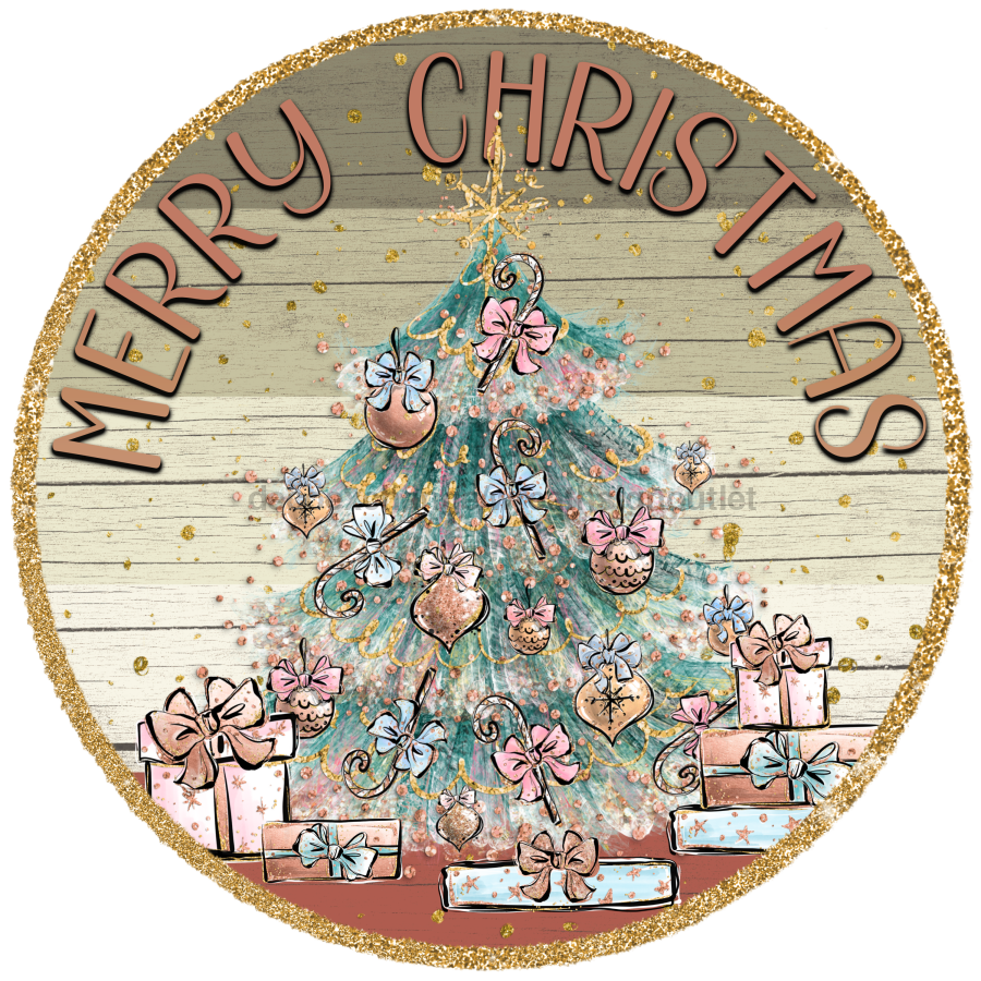Christmas Merry 10" Metal Wreath Sign - DECOE-5215