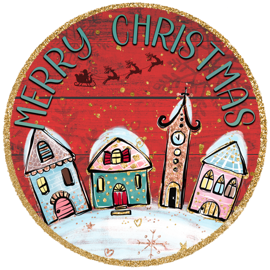 Christmas Merry 10" Metal Wreath Sign - DECOE-5216
