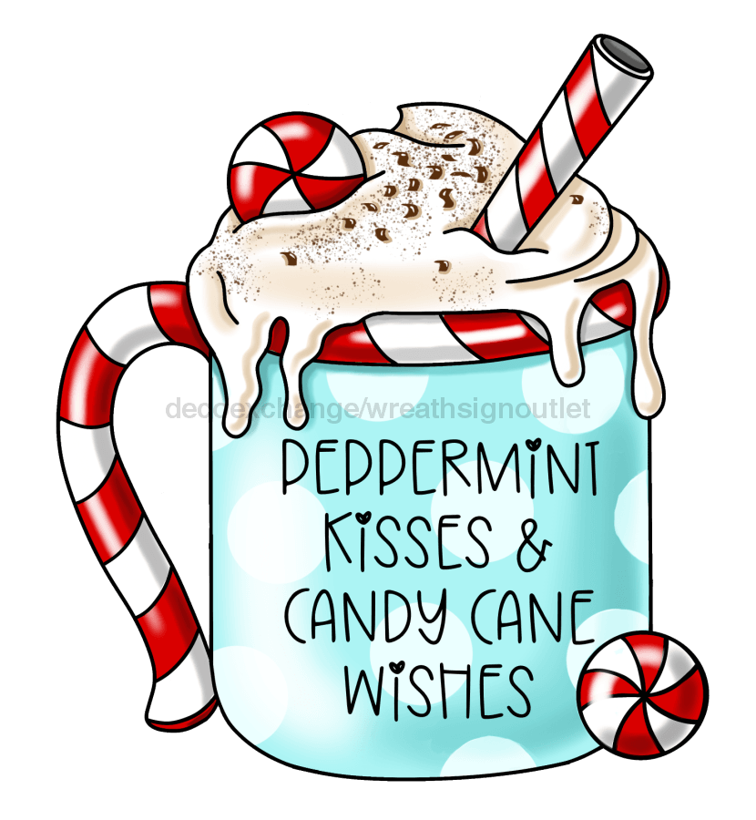 Christmas Sign Mug Peppermint Winter Wood Sign Pcd-W-068 22 Door Hanger