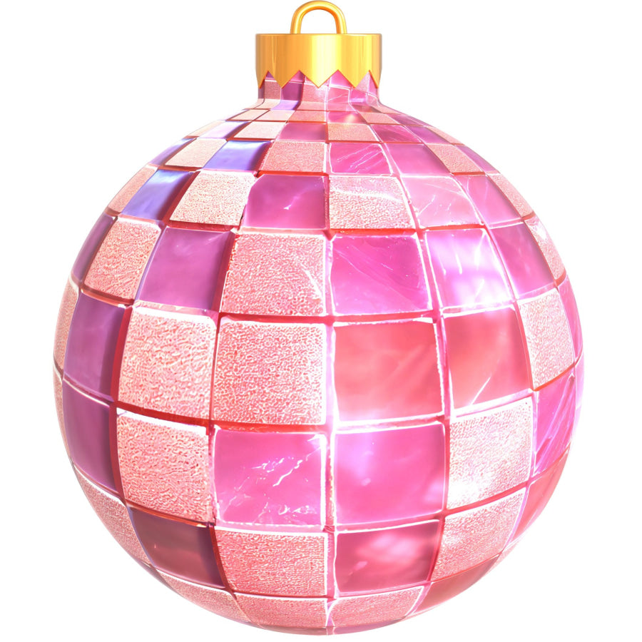 Christmas Pink Disco Ornament 22" Wood Door Hanger - DECOE-W-903427-DH