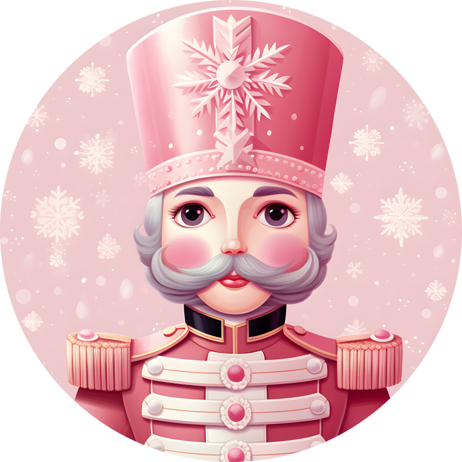 Christmas Pink Nutcracker 10" Metal Wreath Sign - DECOE-4638