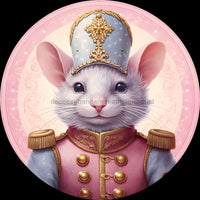 Thumbnail for Christmas Pink Nutcracker Mouse 10" Metal Wreath Sign - DECOE-4637