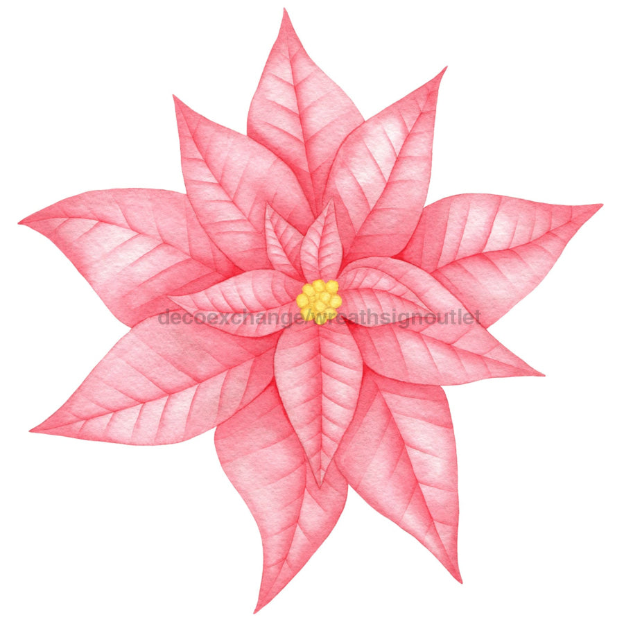 Christmas Pink Poinsettia 22" Wood Door Hanger - DECOE-W-903429-DH