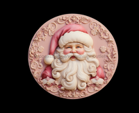 Thumbnail for Christmas Sign Pink Santa Dco-00385 For Wreath 10 Round Metal 8X10