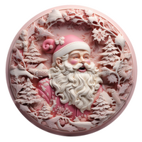 Thumbnail for Christmas Pink Santa 10" Metal Wreath Sign - DECOE-4657