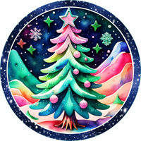Thumbnail for Christmas Pink Whimsical 10" Metal Wreath Sign - DECOE-4680