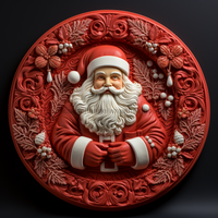 Thumbnail for Christmas Sign Red 3D Santa Dco-00611 For Wreath 10 Round Metal