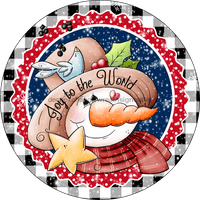 Thumbnail for Wreath Sign, Christmas Sign, Red and White Joy Snowman, 10