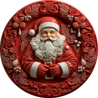 Thumbnail for Christmas Sign Red Santa 3D Dco-00611 For Wreath 12 Round Metal Metal