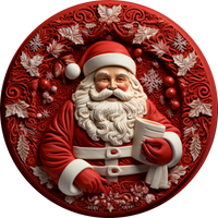 Thumbnail for Christmas Sign Red Santa 3D Dco-00612 For Wreath 12 Round Metal Metal