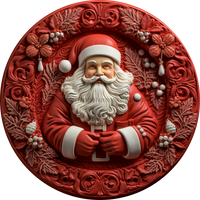 Thumbnail for Christmas Sign Red Santa Pink Dco-00611 For Wreath 10 Round Wood