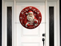 Thumbnail for Christmas Sign Red Santa Pink Dco-00612 For Wreath 18 Round Door Hanger