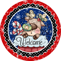 Thumbnail for Wreath Sign, Christmas Sign, Reindeer Sign, 10