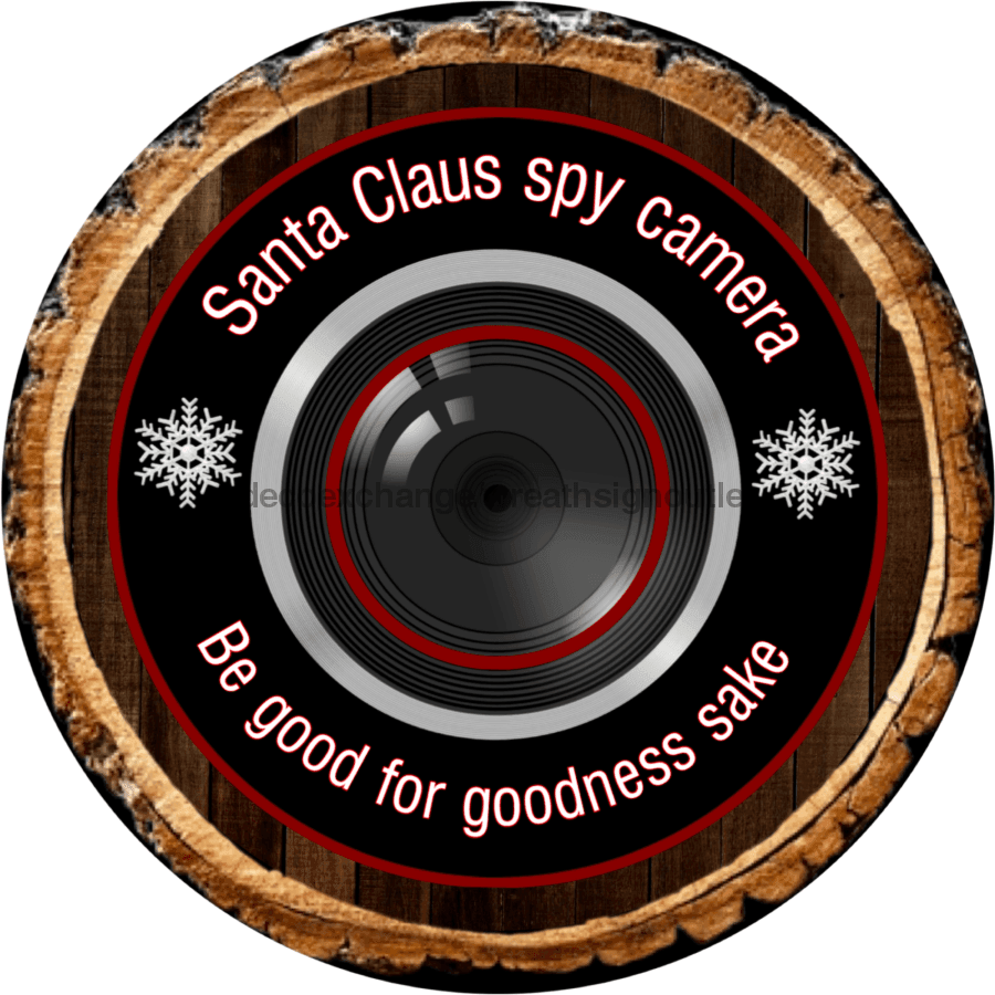 Wreath Sign, Christmas Sign, Santa Cam, 10" Round Metal Sign DECOE-841, Sign For Wreath, DecoExchange - DecoExchange