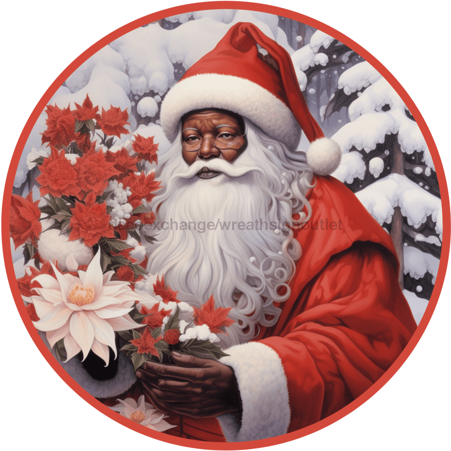 Christmas Sign, Santa Sign, DCO-00469, Sign For Wreath, 10" Round Metal Sign - DecoExchange®