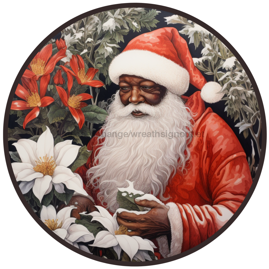 Christmas Sign, Santa Sign, DCO-00530, Sign For Wreath, 10" Round Metal Sign - DecoExchange®