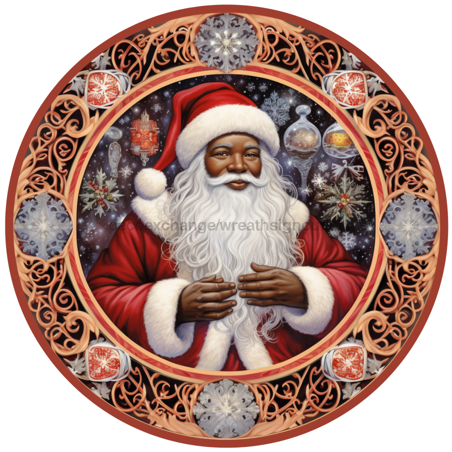 Christmas Sign, Santa Sign, DCO-00543, Sign For Wreath, 10" Round Metal Sign - DecoExchange®