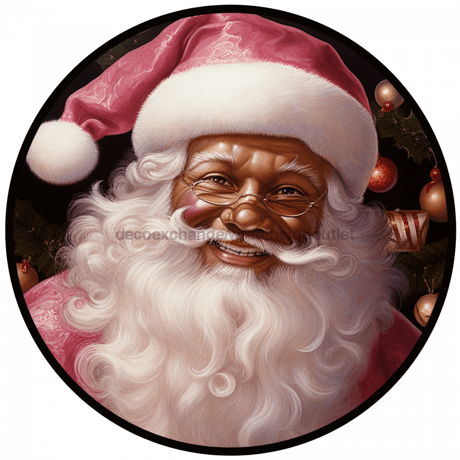 Christmas Sign, Santa Sign, DCO-00552, Sign For Wreath, 10" Round Metal Sign - DecoExchange®