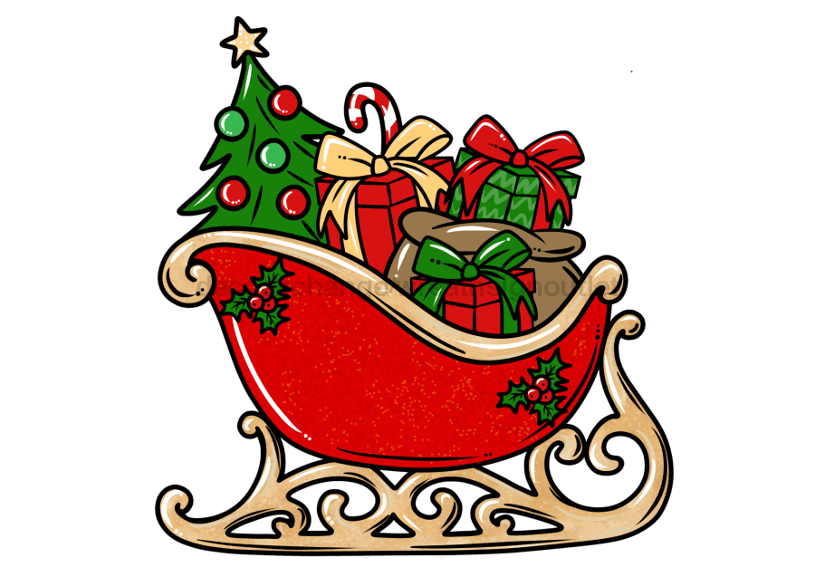 Christmas Sign Sleigh Wood Sign Decoe-W-028 Wood Wreath