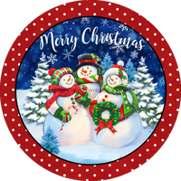 Thumbnail for Wreath Sign, Christmas Sign, Snowman Family, 10