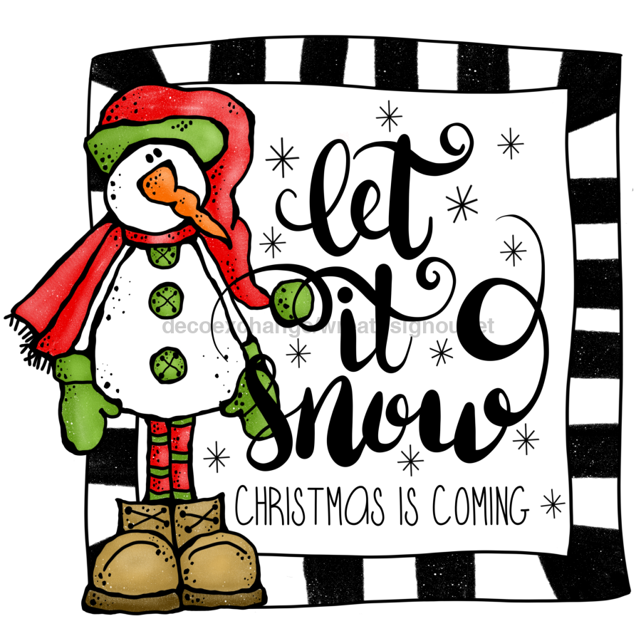Christmas Snowman Let it Snow 22" Wood Door Hanger - DECOE-W-279-DH