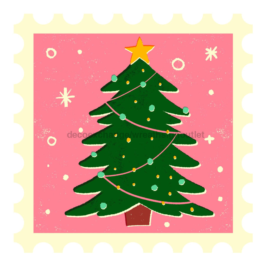 Christmas Stamp 22" Wood Door Hanger - DECOE-W-903419-DH