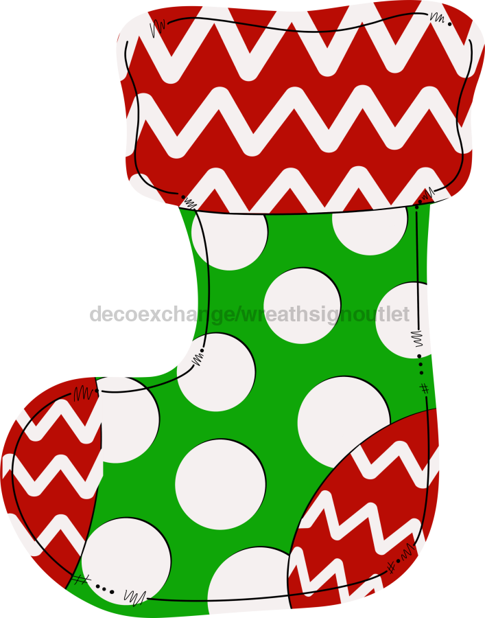 Christmas Stocking 22" Wood Door Hanger - DECOE-W-297-DH
