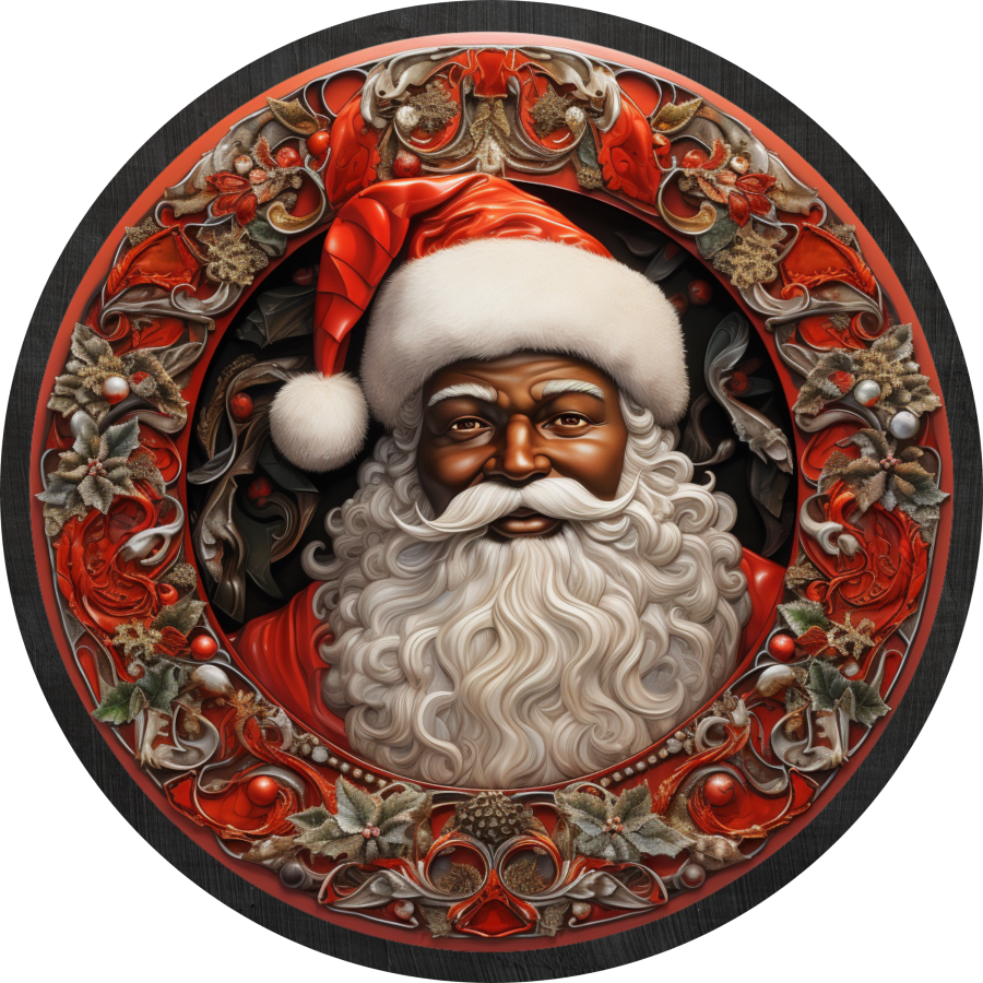 Christmas Traditional Santa 10" Metal Wreath Sign - DECOE-4660
