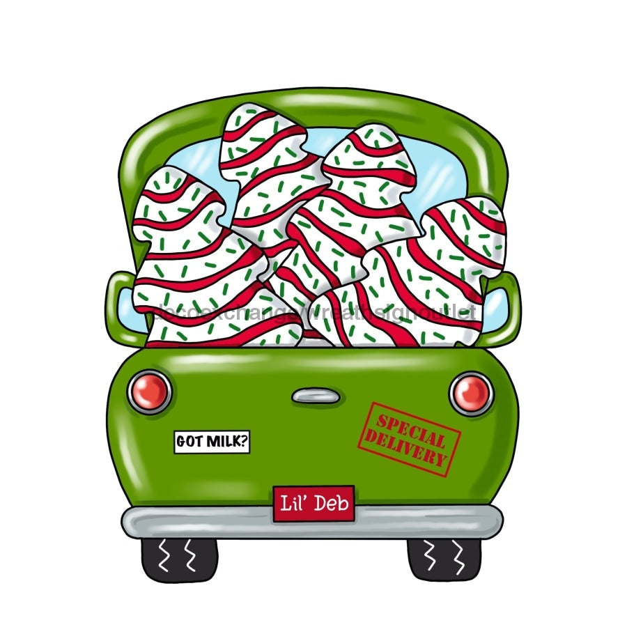 Christmas Sign, Christmas Tree Cake Sign, Christmas Truck Sign, wood sign, PCD-W-020 door hanger, christmas