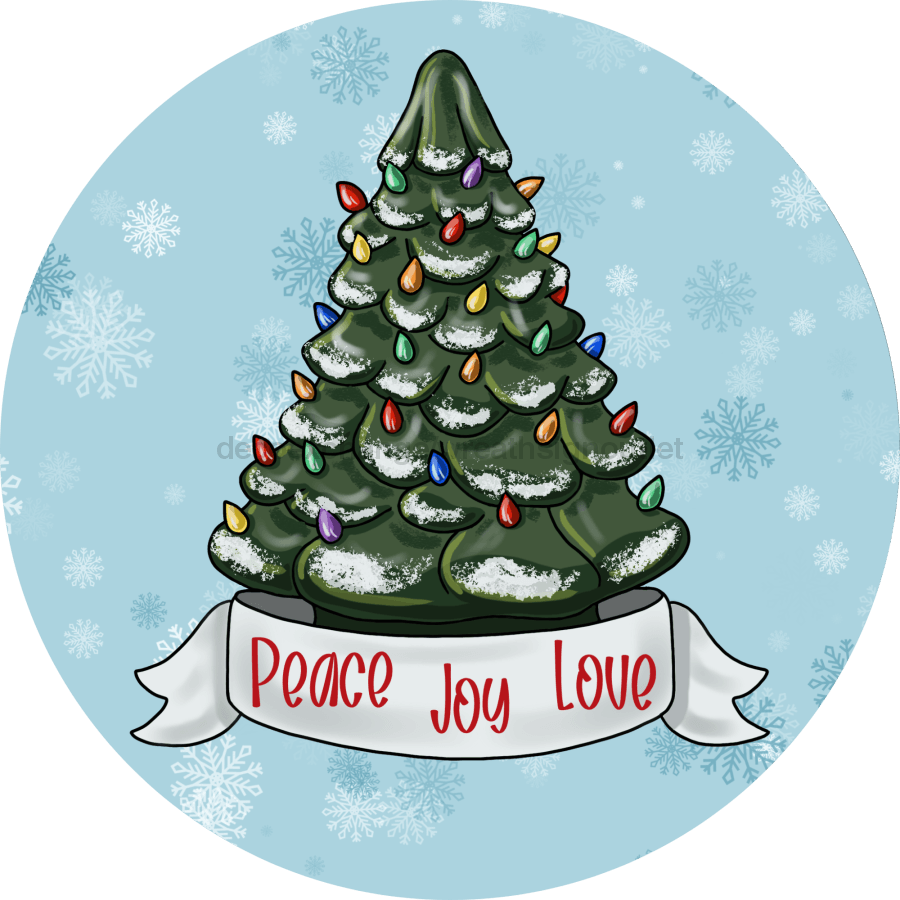Christmas Sign Vintage Peace Joy Love Wood Sign Pcd-062 18 Door Hanger Wood Round