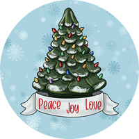 Thumbnail for Christmas Sign Vintage Peace Joy Love Wood Sign Pcd-062 18 Door Hanger Wood Round