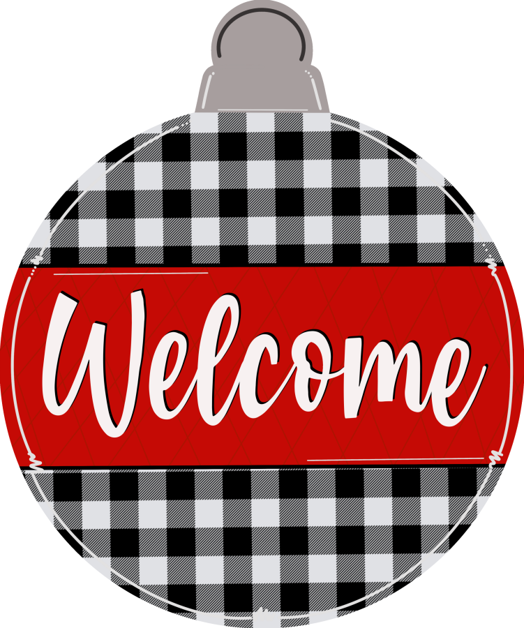 Christmas Welcome Ornament 22" Wood Door Hanger - DECOE-W-270-DH
