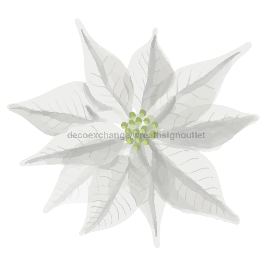 Christmas White Poinsettia 22" Wood Door Hanger - DECOE-W-903430-DH